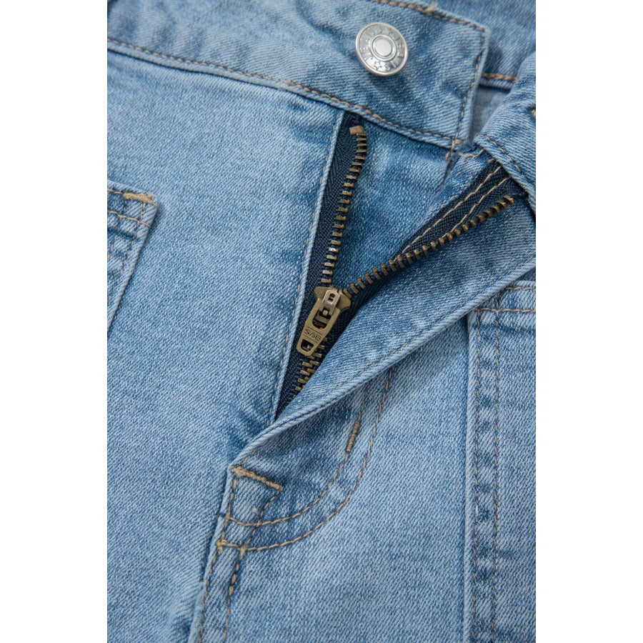 High Rise Patch Pocket Denim Shorts Apparel and Accessories