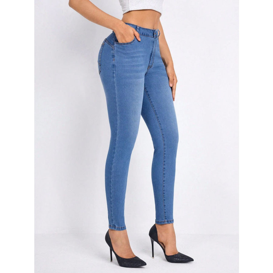 High Rise Skinny Jeans with Pockets Apparel and Accessories