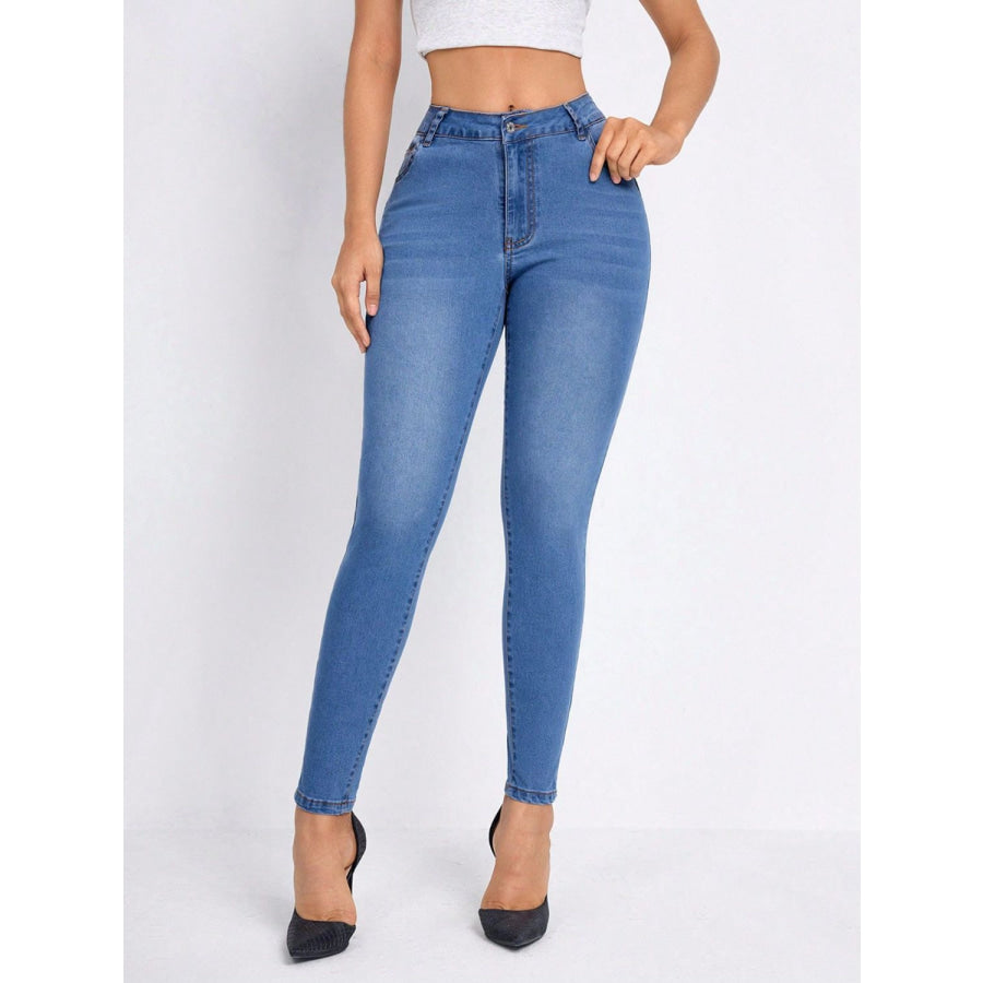 High Rise Skinny Jeans with Pockets Medium / XS Apparel and Accessories