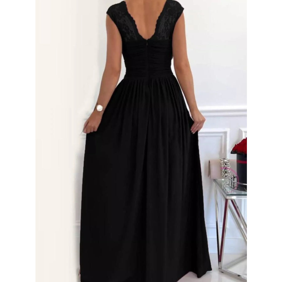 High Slit Lace Detail Maxi Dress Apparel and Accessories
