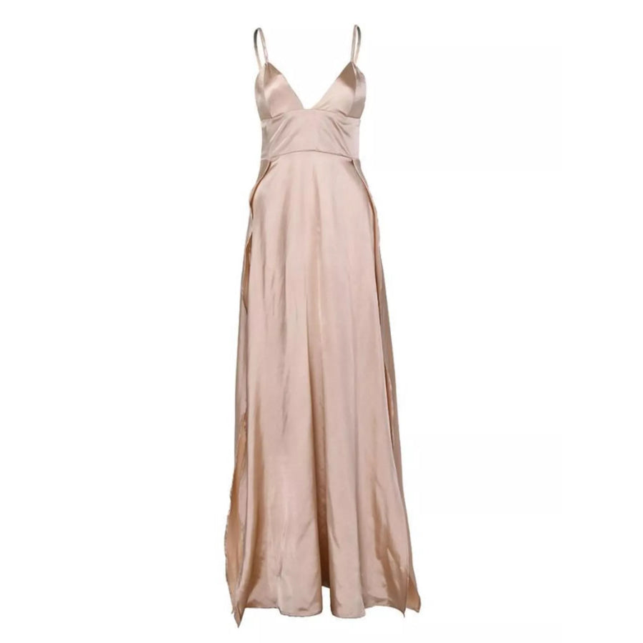 High-Slit Spaghetti Strap Maxi Dress Pinkish / S Apparel and Accessories