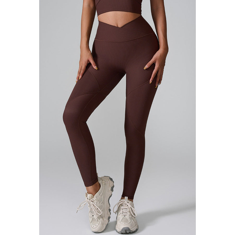 High Waist Active Leggings Chestnut / S Apparel and Accessories