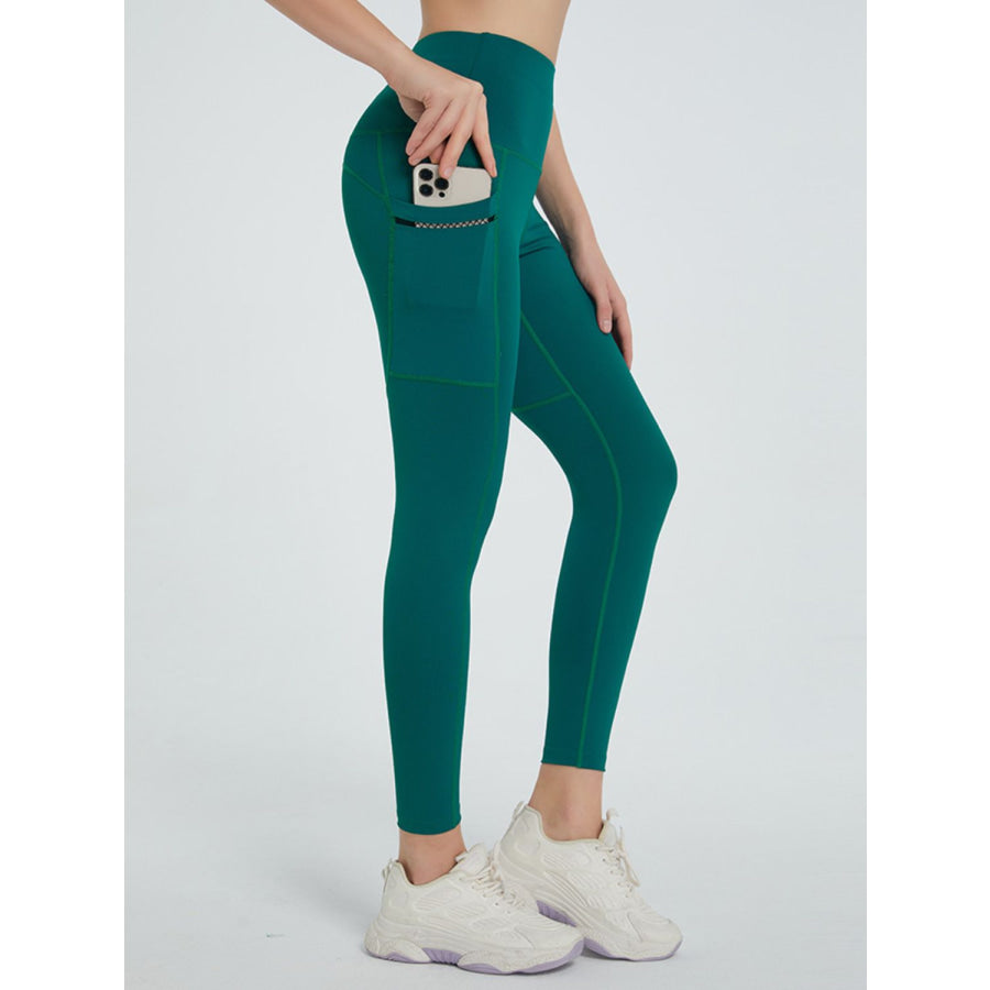 High Waist Active Leggings Green / S Apparel and Accessories