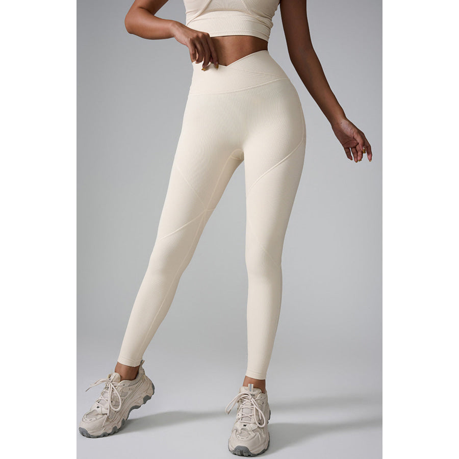 High Waist Active Leggings Ivory / S Apparel and Accessories