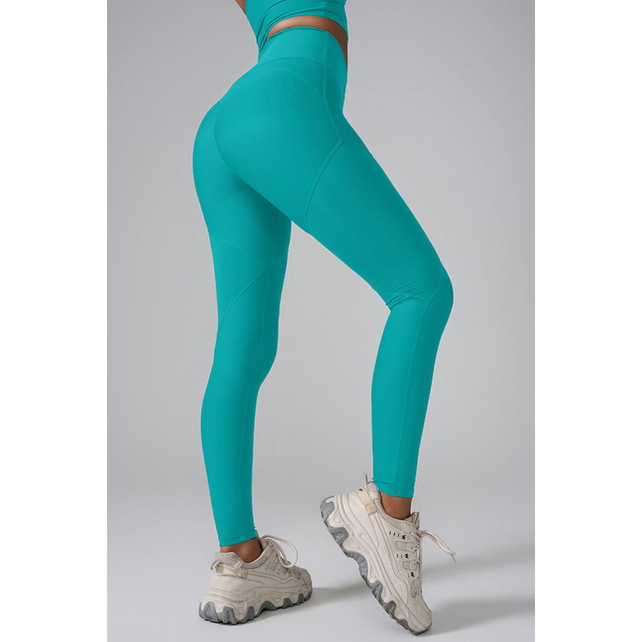 High Waist Active Leggings Turquoise / S Apparel and Accessories