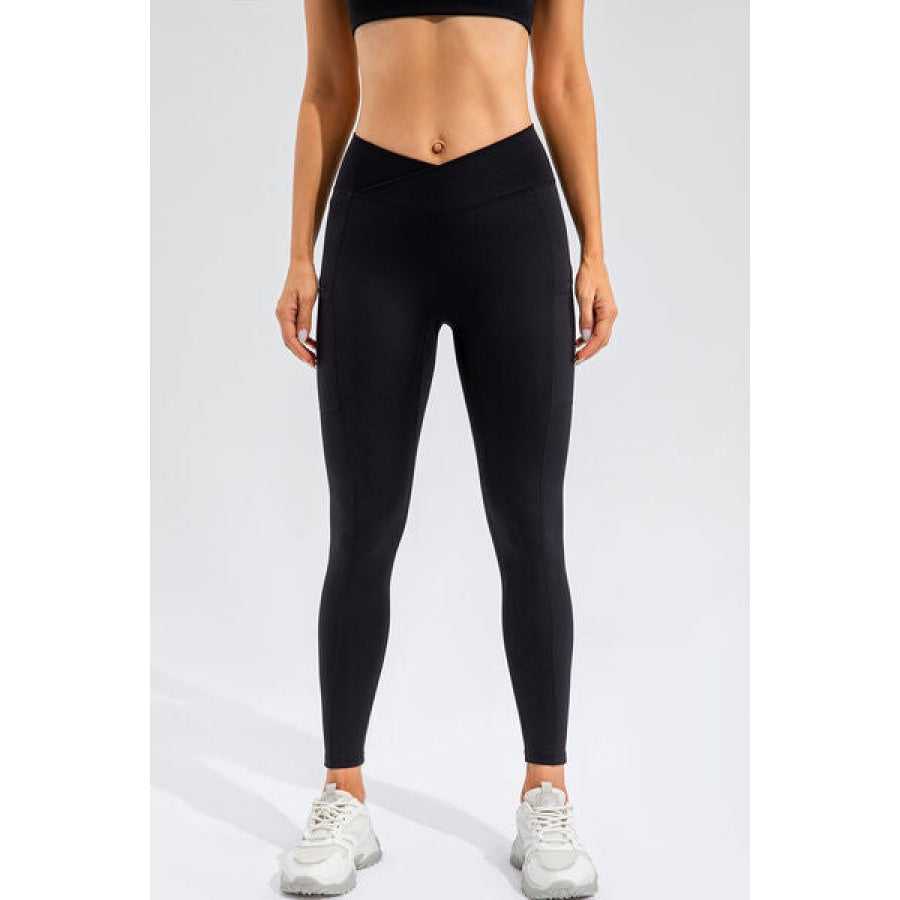 High Waist Active Leggings with Pockets Black / S Clothing