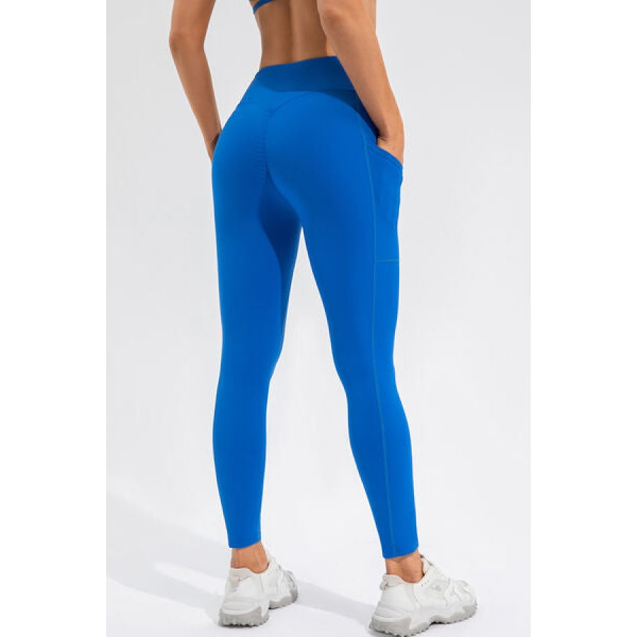 High Waist Active Leggings with Pockets Royal Blue / S Clothing