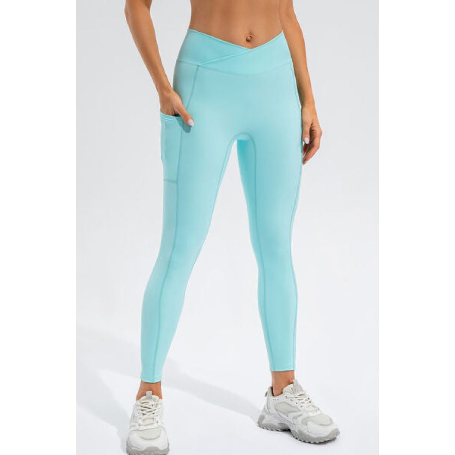 High Waist Active Leggings with Pockets Pastel Blue / S Clothing