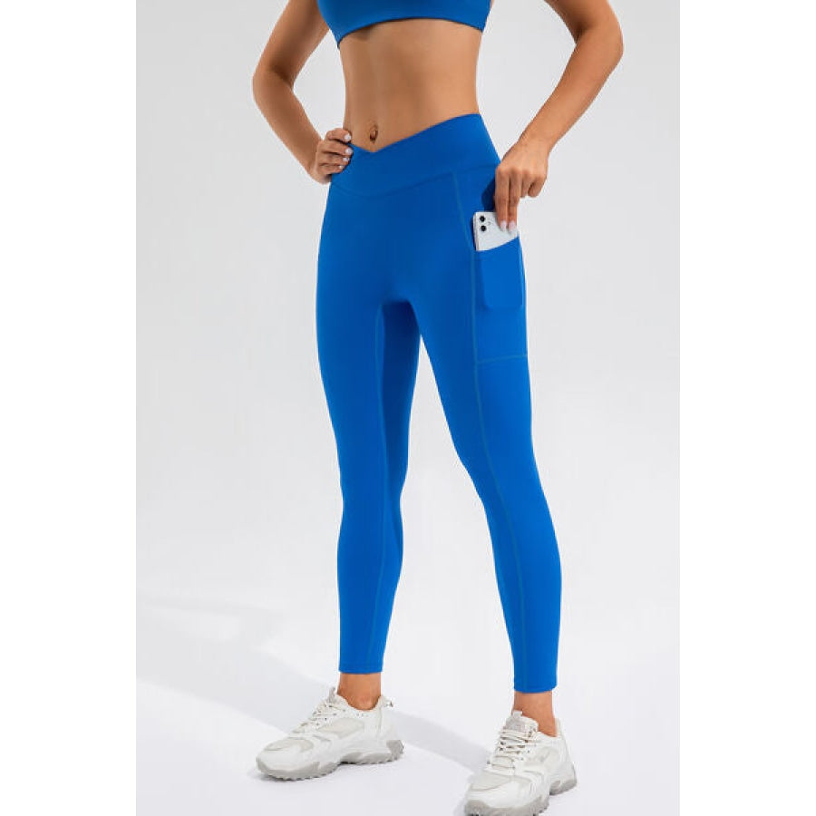 High Waist Active Leggings with Pockets Royal Blue / S Clothing