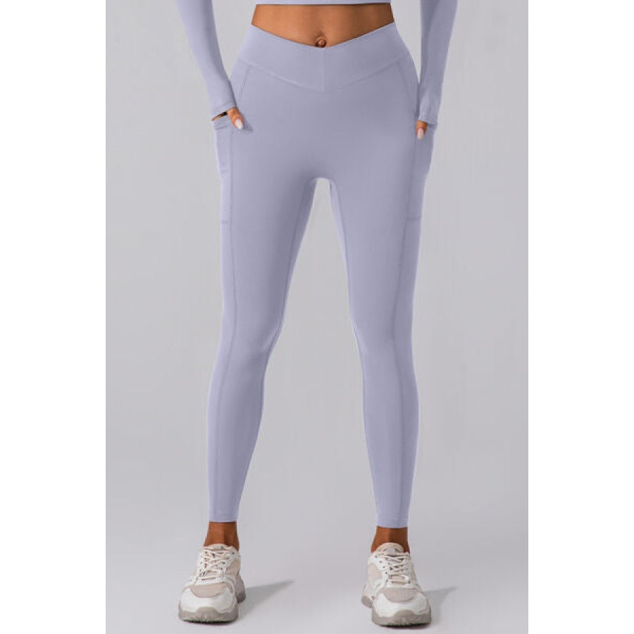 High Waist Active Leggings with Pockets White / S Apparel and Accessories