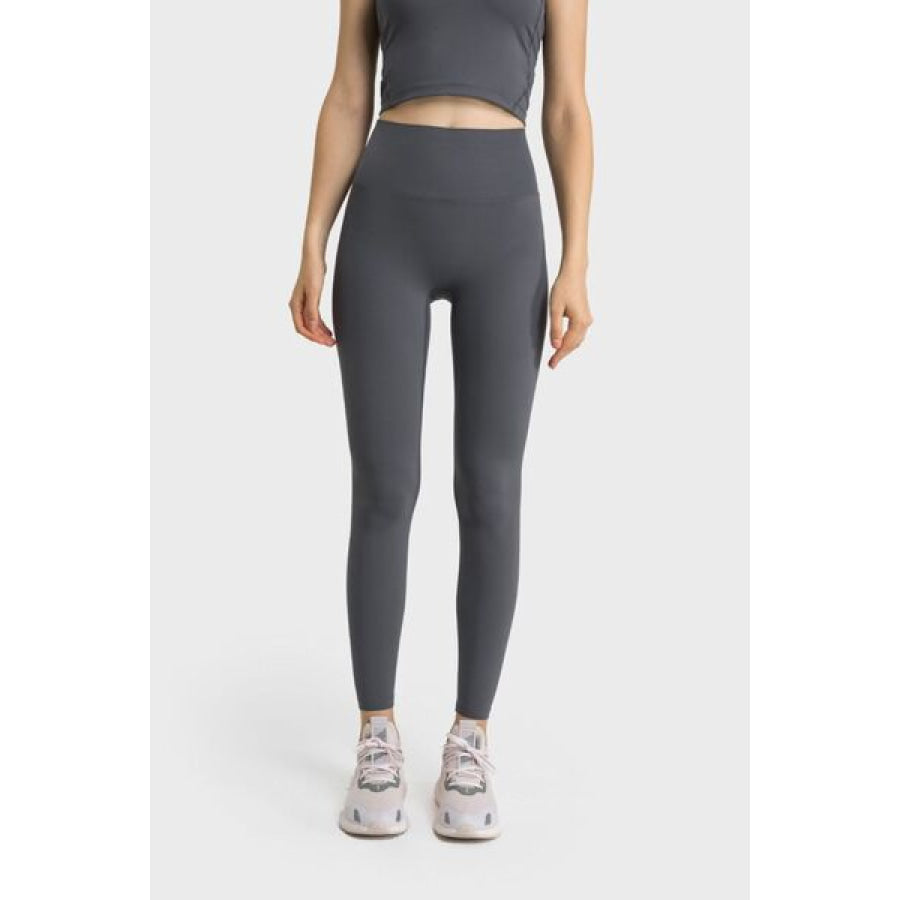 High Waist Active Pants Charcoal / One Size Clothing