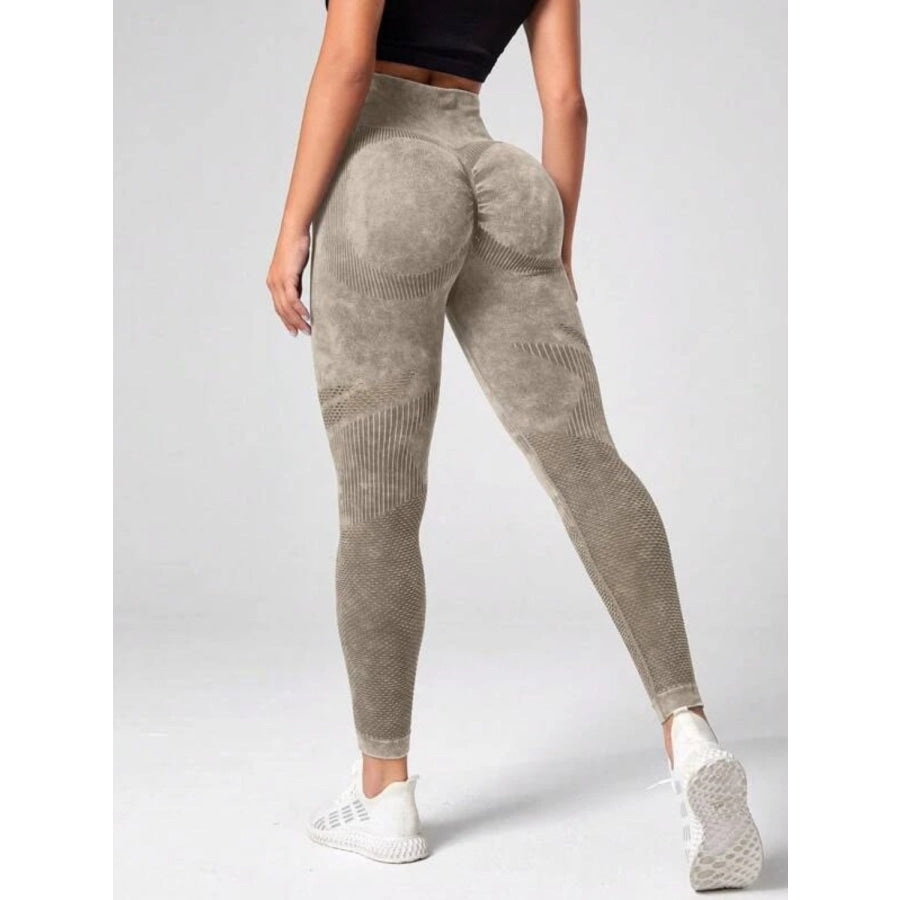 High Waist Active Pants Khaki / S Apparel and Accessories