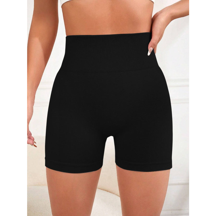 High Waist Active Shorts Black / S Apparel and Accessories