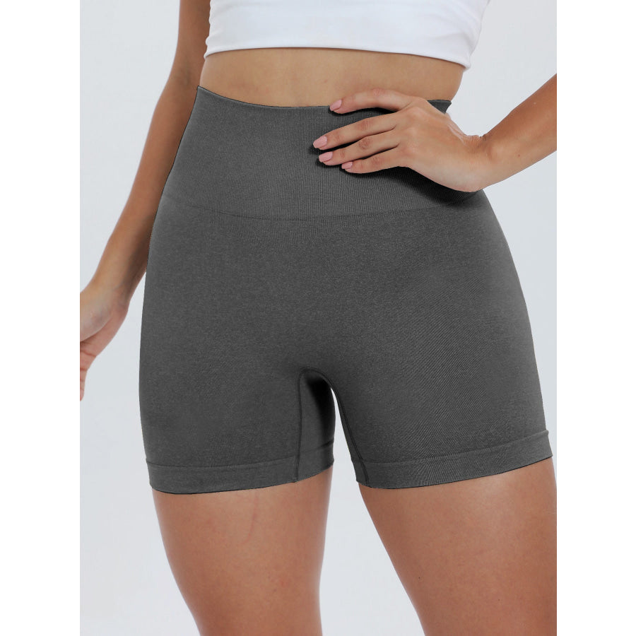 High Waist Active Shorts Dark Gray / S Apparel and Accessories