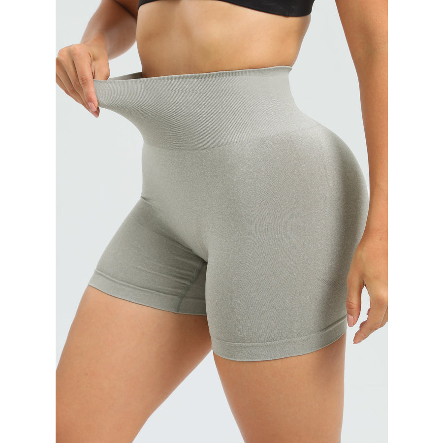 High Waist Active Shorts Gray / S Apparel and Accessories
