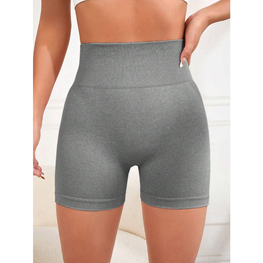 High Waist Active Shorts Gray / S Apparel and Accessories