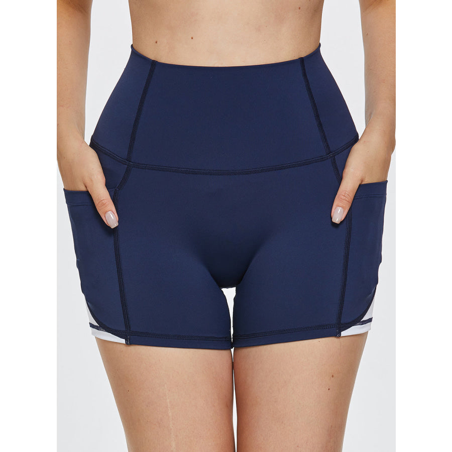 High Waist Active Shorts Navy / S Apparel and Accessories