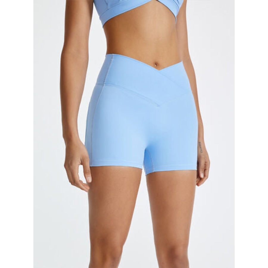 High Waist Active Shorts Pastel Blue / S Apparel and Accessories