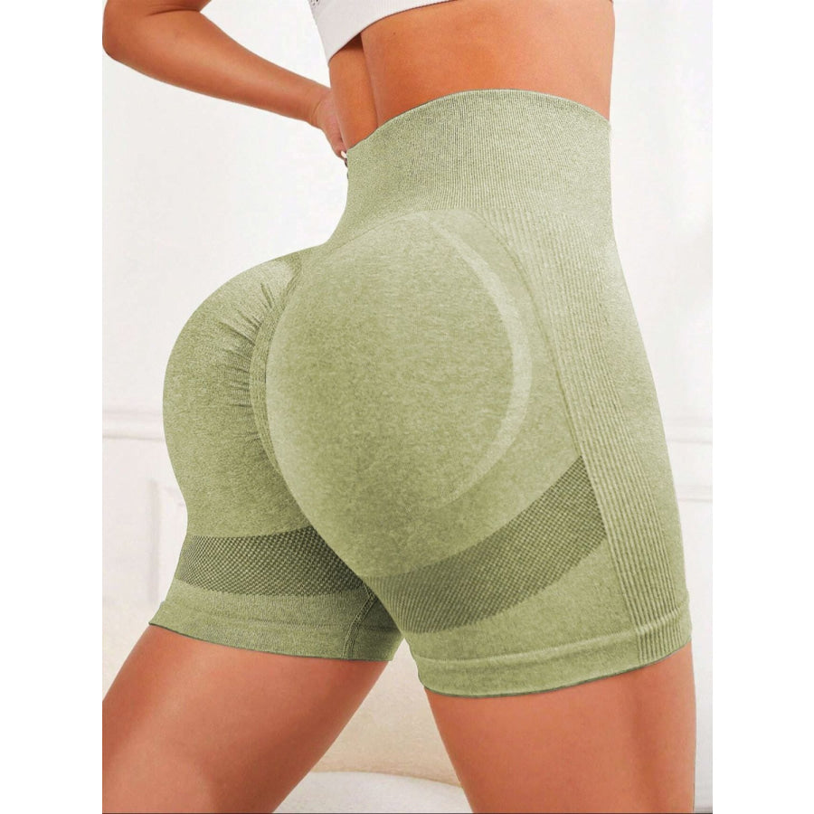 High Waist Active Shorts Sage / S Apparel and Accessories