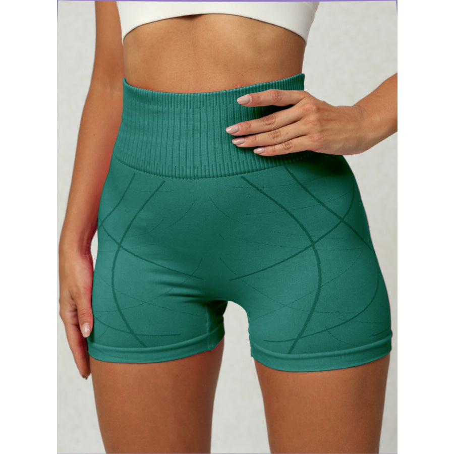 High Waist Active Shorts Teal / S Apparel and Accessories