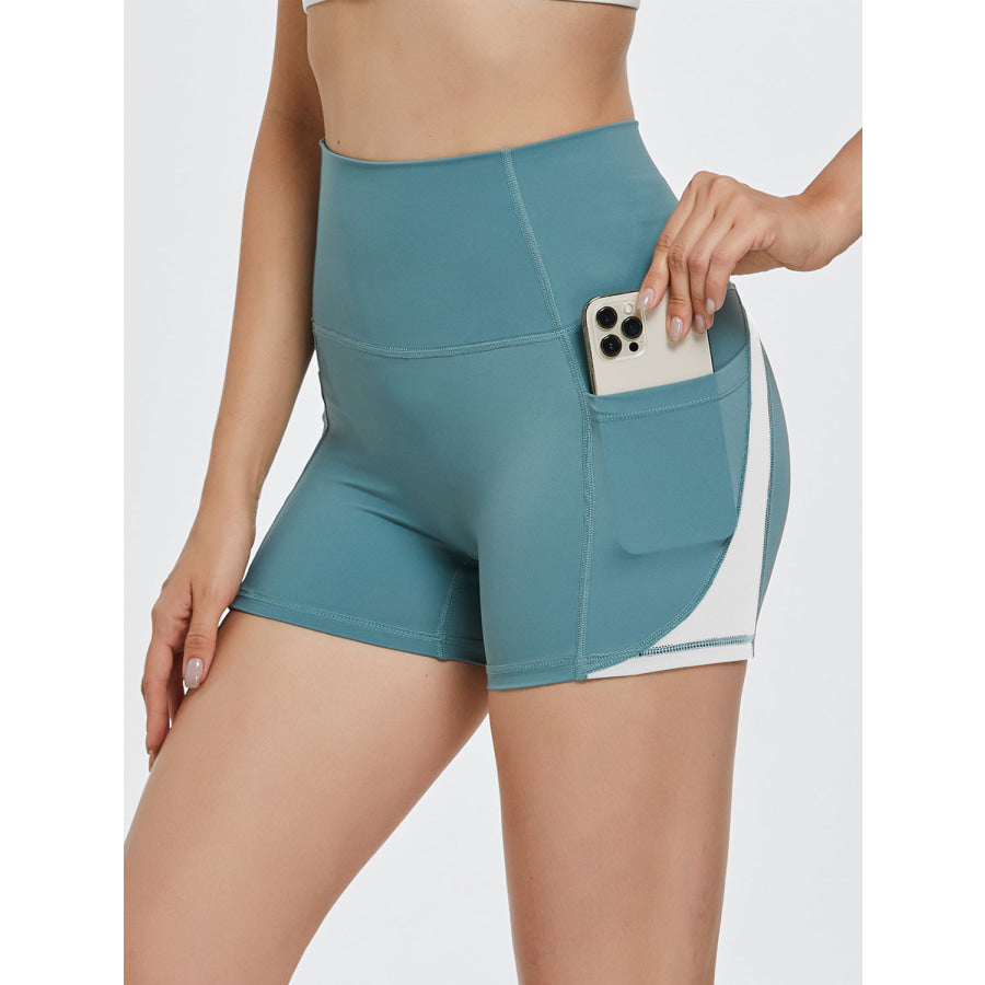 High Waist Active Shorts Teal / S Apparel and Accessories