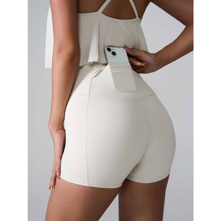 High Waist Active Shorts White / S Apparel and Accessories