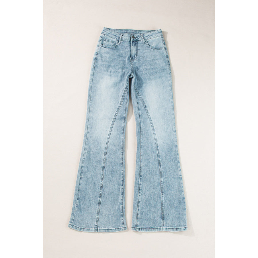 High Waist Bootcut Jeans with Pockets Apparel and Accessories