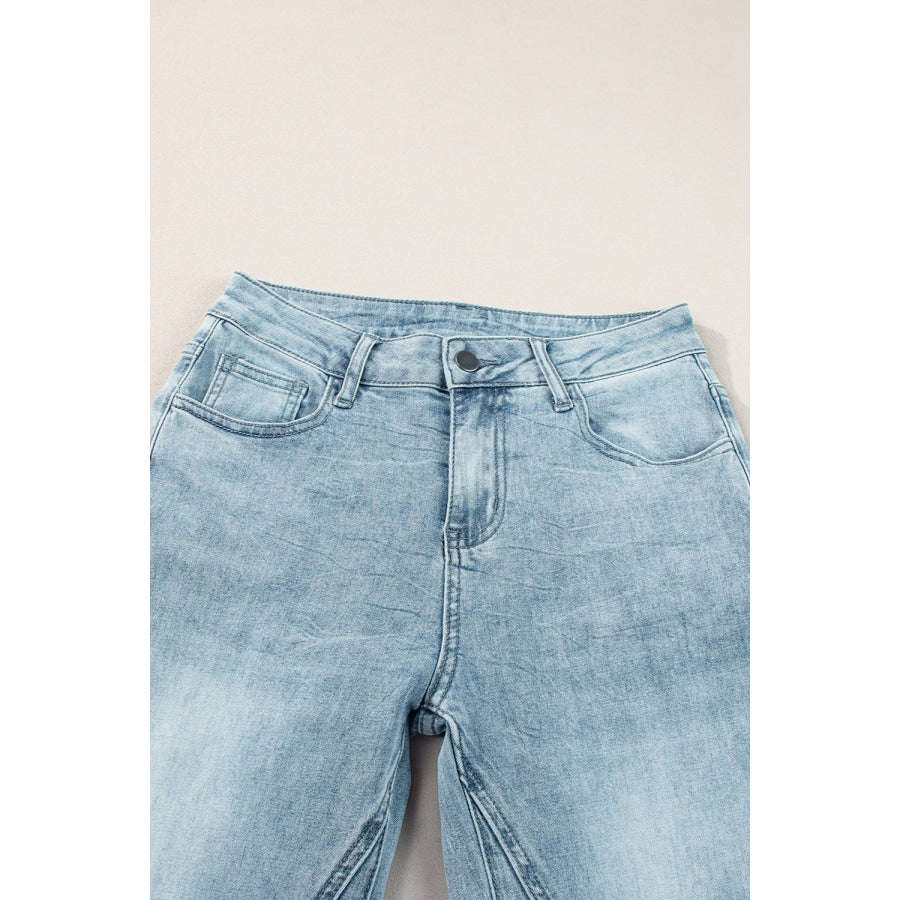 High Waist Bootcut Jeans with Pockets Apparel and Accessories