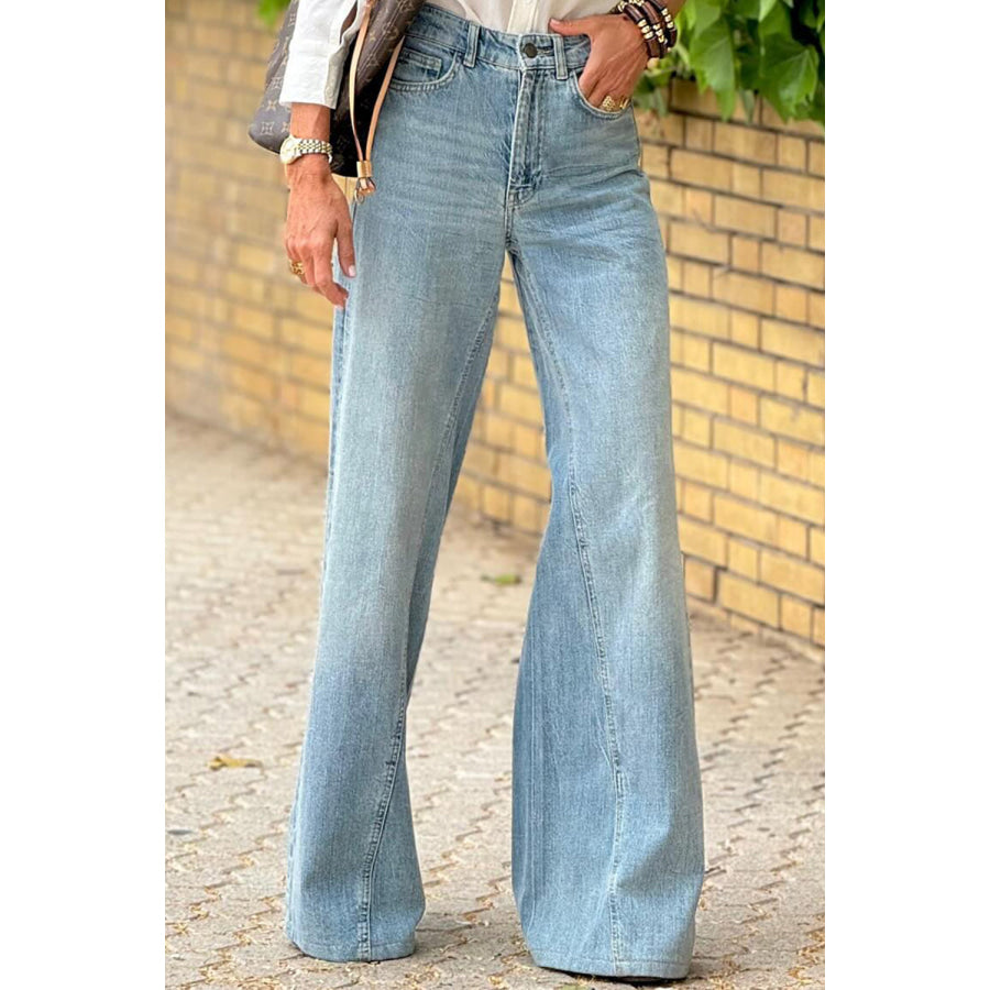 High Waist Bootcut Jeans with Pockets Light / 6 Apparel and Accessories