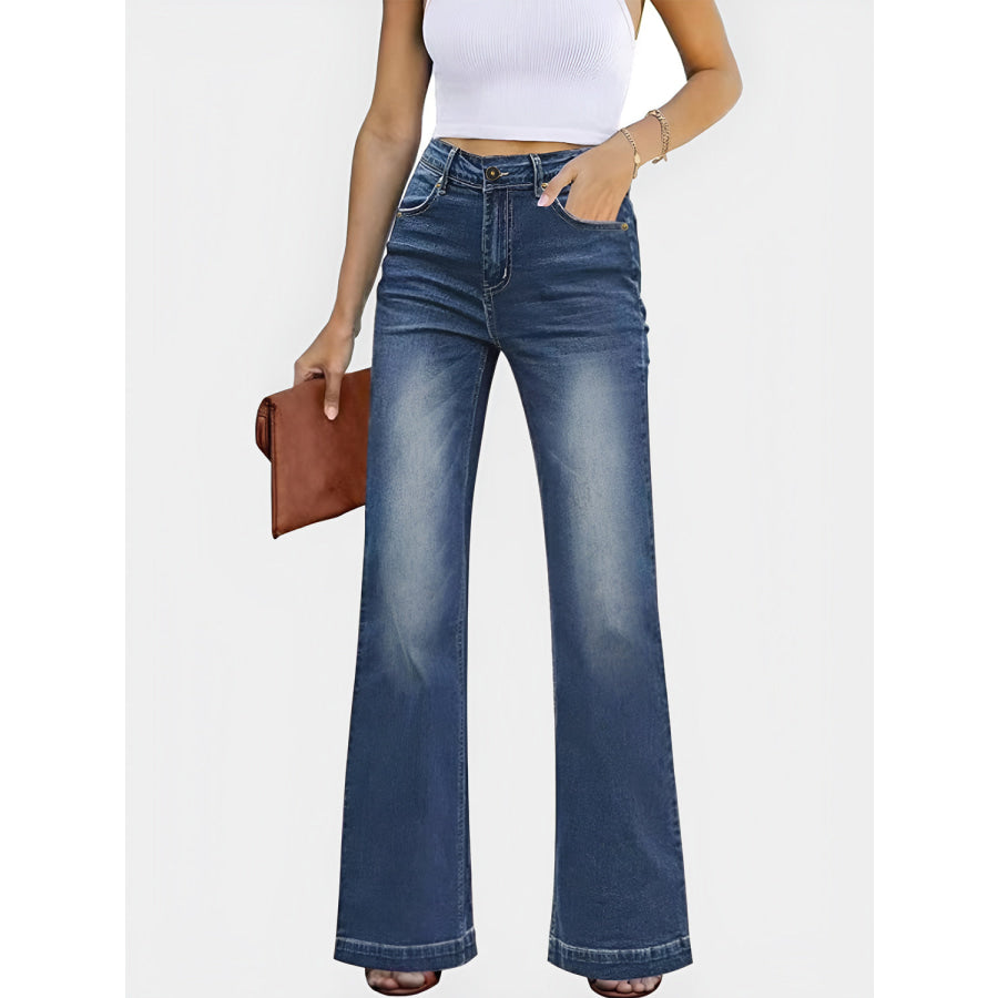 High Waist Bootcut Jeans with Pockets Medium / S Apparel and Accessories