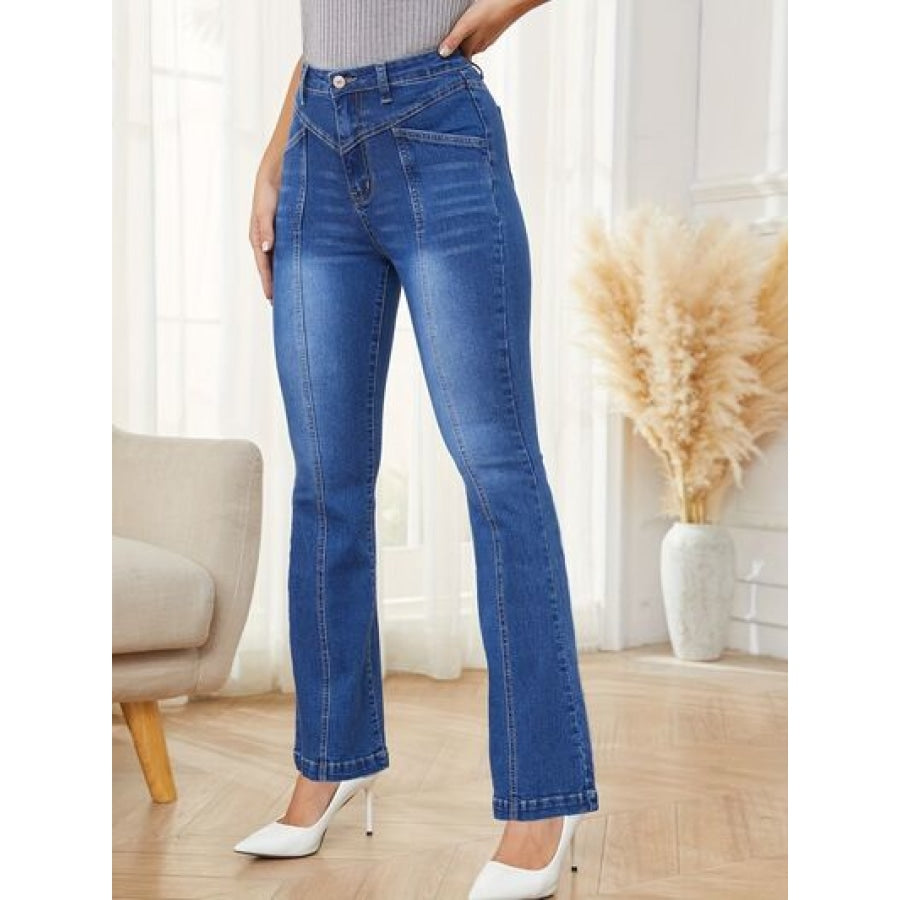 High Waist Bootcut Jeans with Pockets Medium / XS Apparel and Accessories