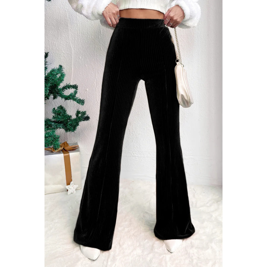 High Waist Bootcut Pants Black / S Apparel and Accessories