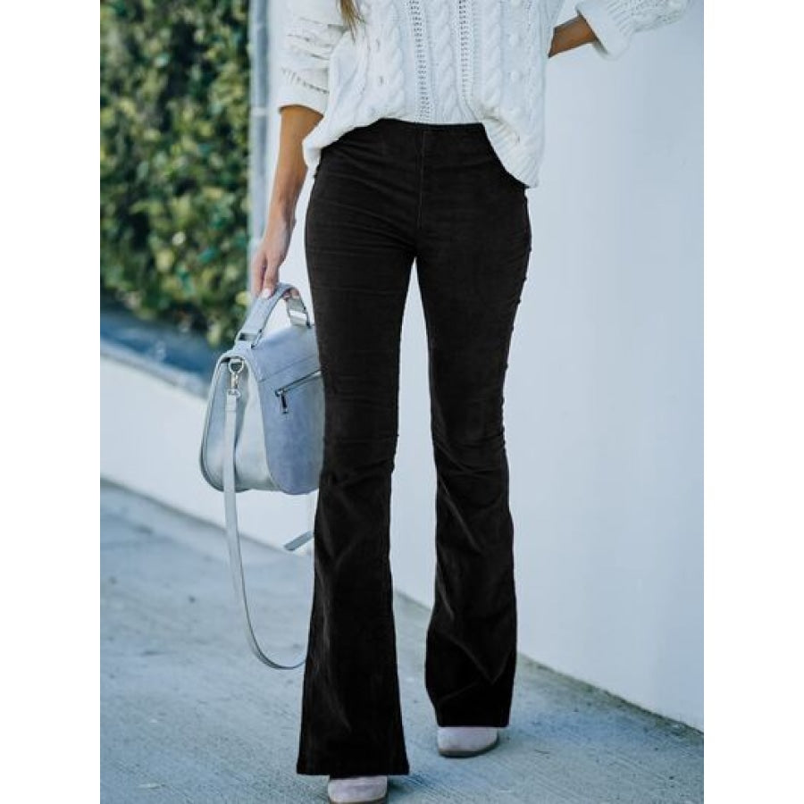 High Waist Bootcut Pants Black / S Clothing