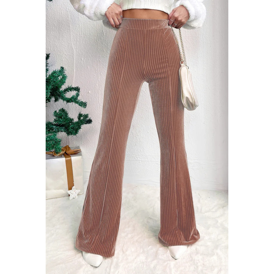 High Waist Bootcut Pants Camel / S Apparel and Accessories