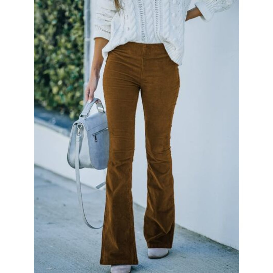 High Waist Bootcut Pants Terracotta / S Clothing