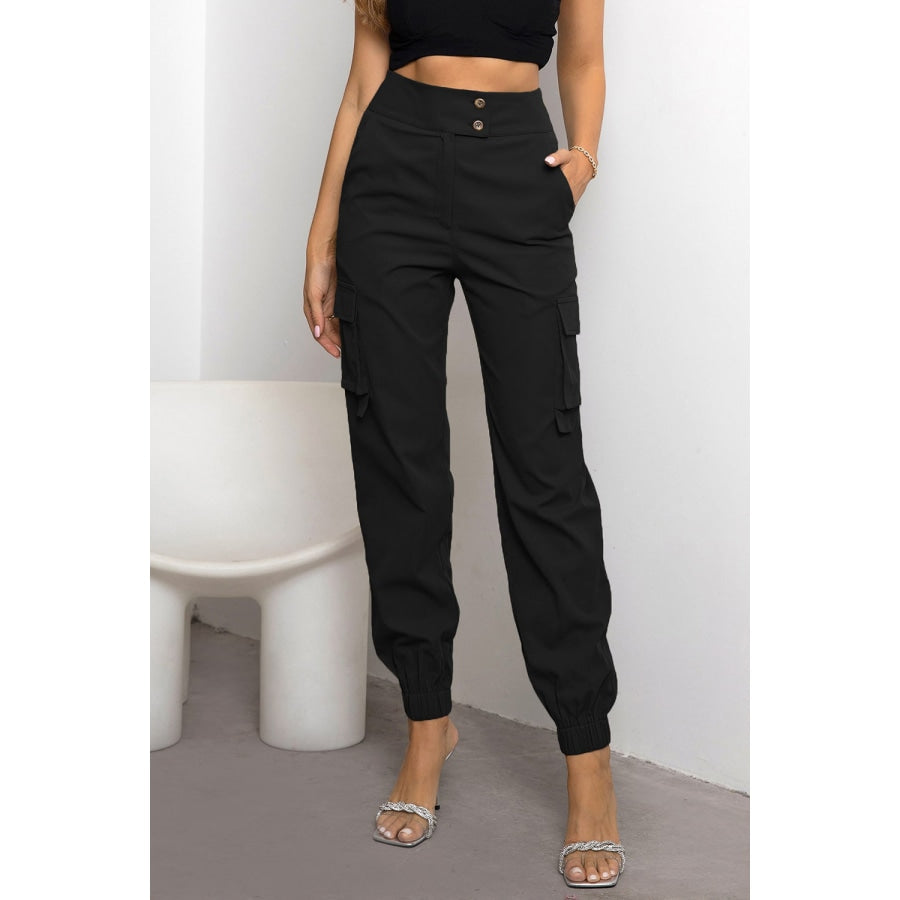 High Waist Cargo Pants Black / XS