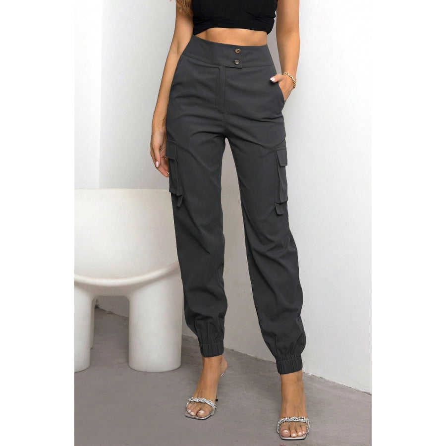 High Waist Cargo Pants Charcoal / XS