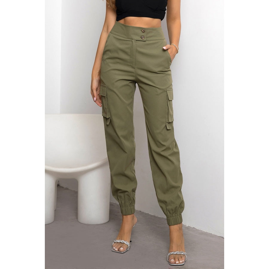 High Waist Cargo Pants Sage / XS