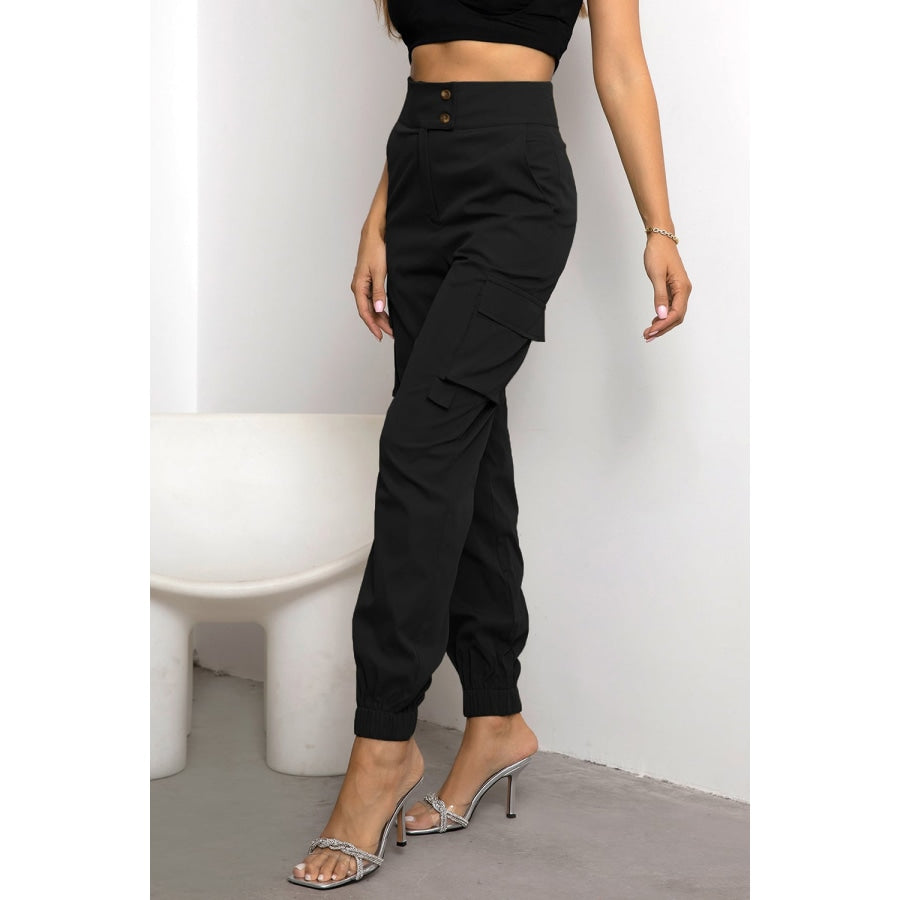 High Waist Cargo Pants Black / XS