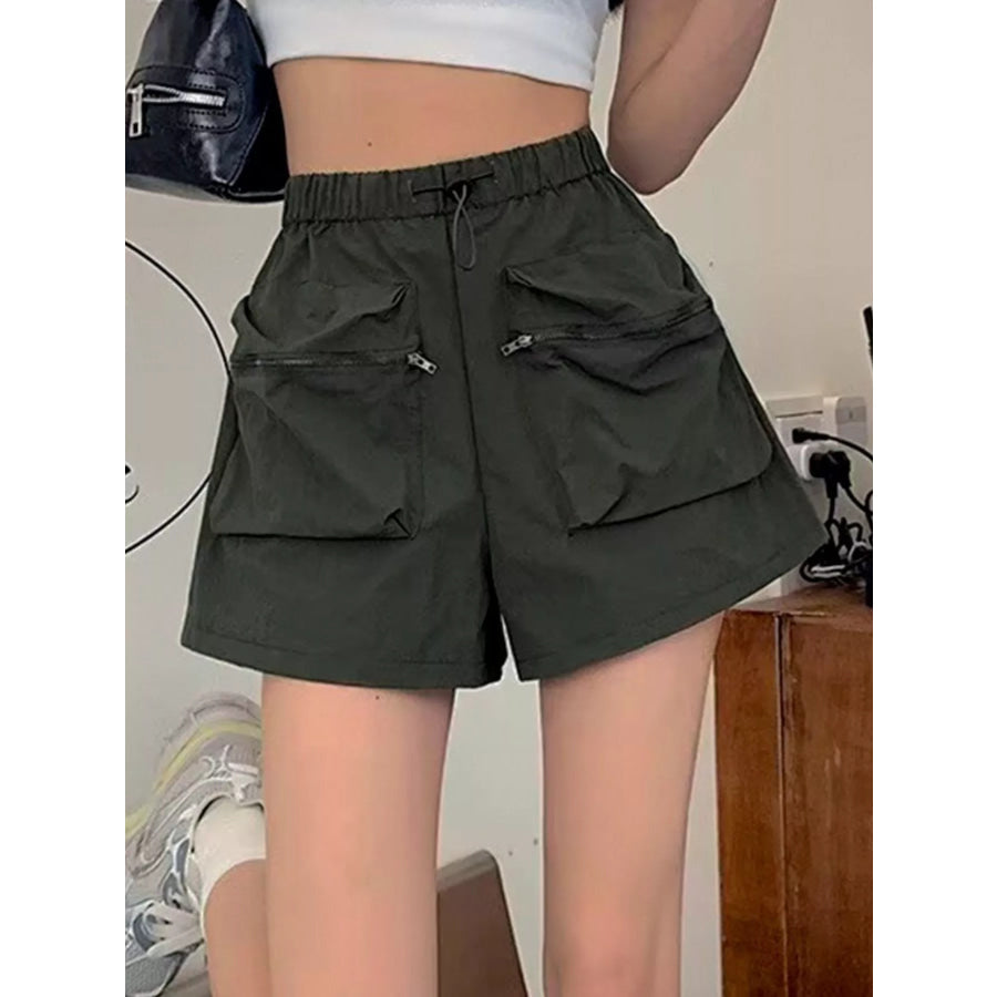 High Waist Cargo Shorts with Pockets Apparel and Accessories