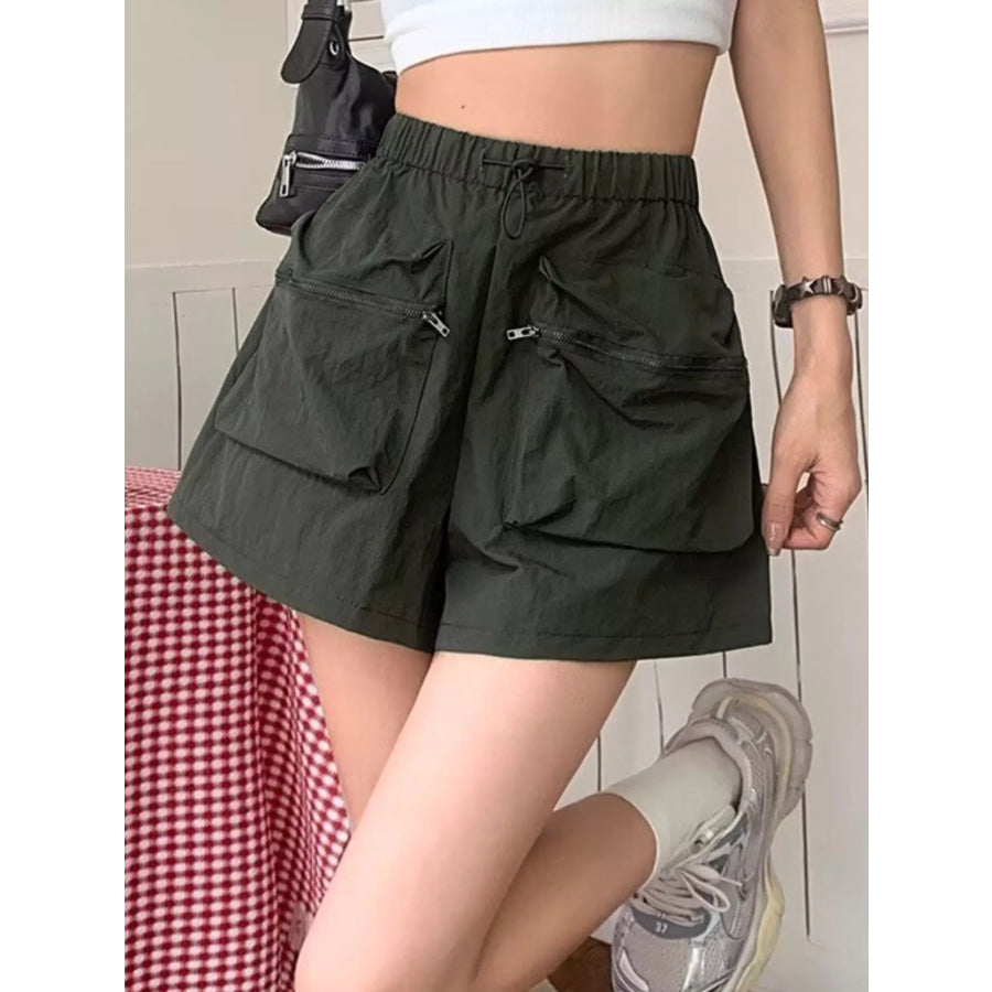 High Waist Cargo Shorts with Pockets Apparel and Accessories