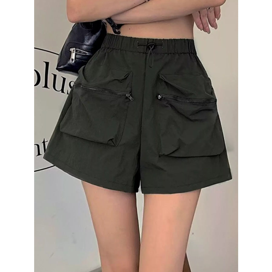 High Waist Cargo Shorts with Pockets Army Green / M Apparel and Accessories