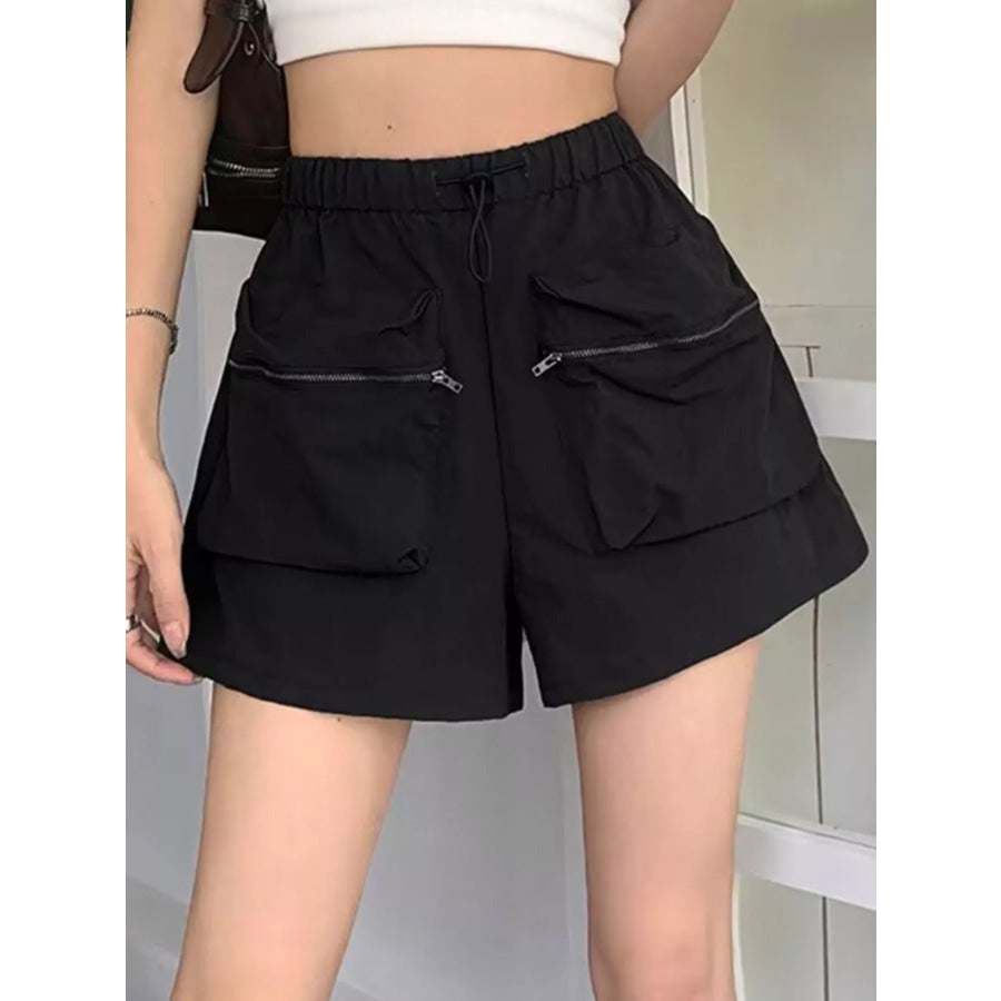 High Waist Cargo Shorts with Pockets Black / M Apparel and Accessories