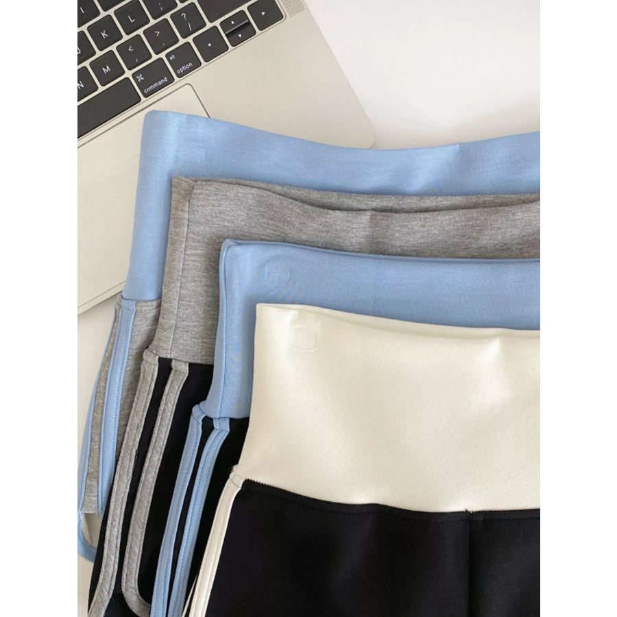 High Waist Contrast Trim Shorts Apparel and Accessories