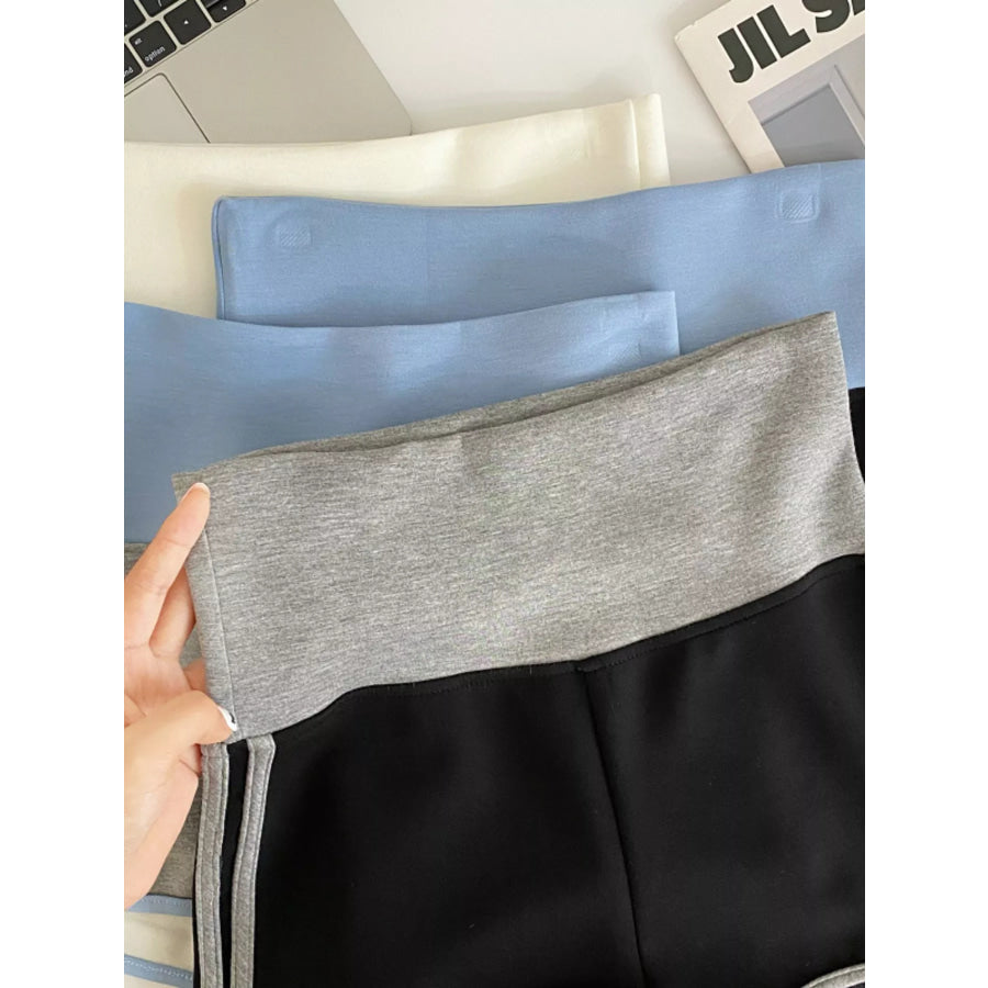 High Waist Contrast Trim Shorts Apparel and Accessories