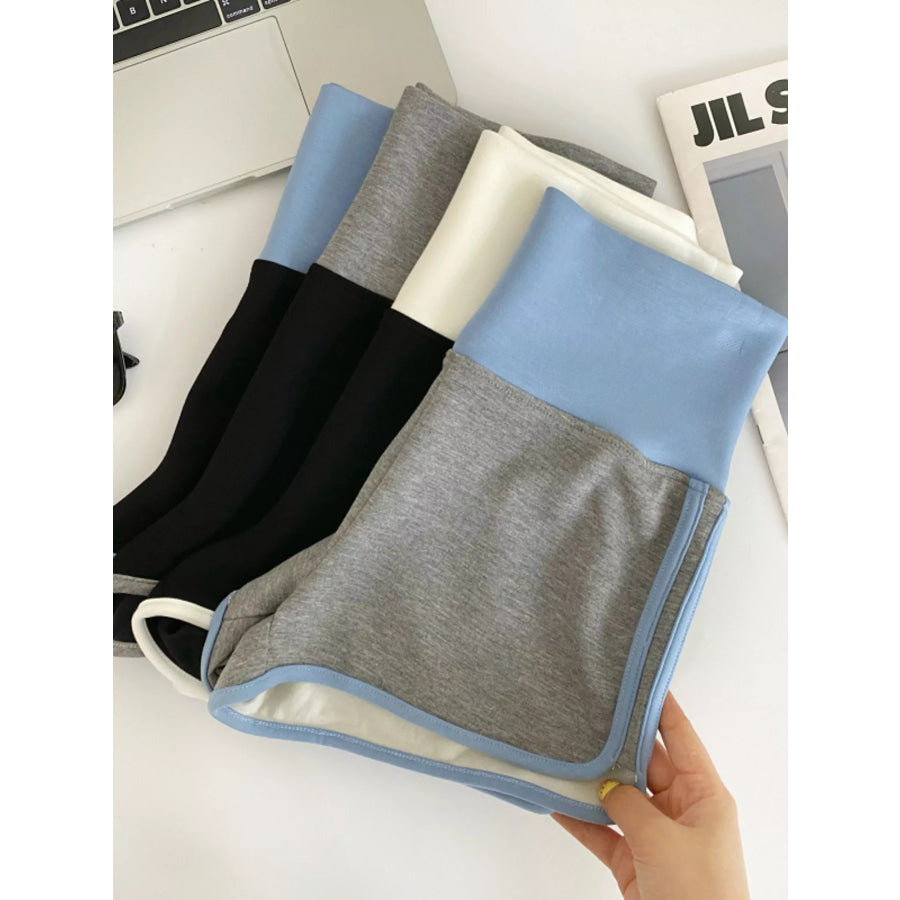 High Waist Contrast Trim Shorts Apparel and Accessories