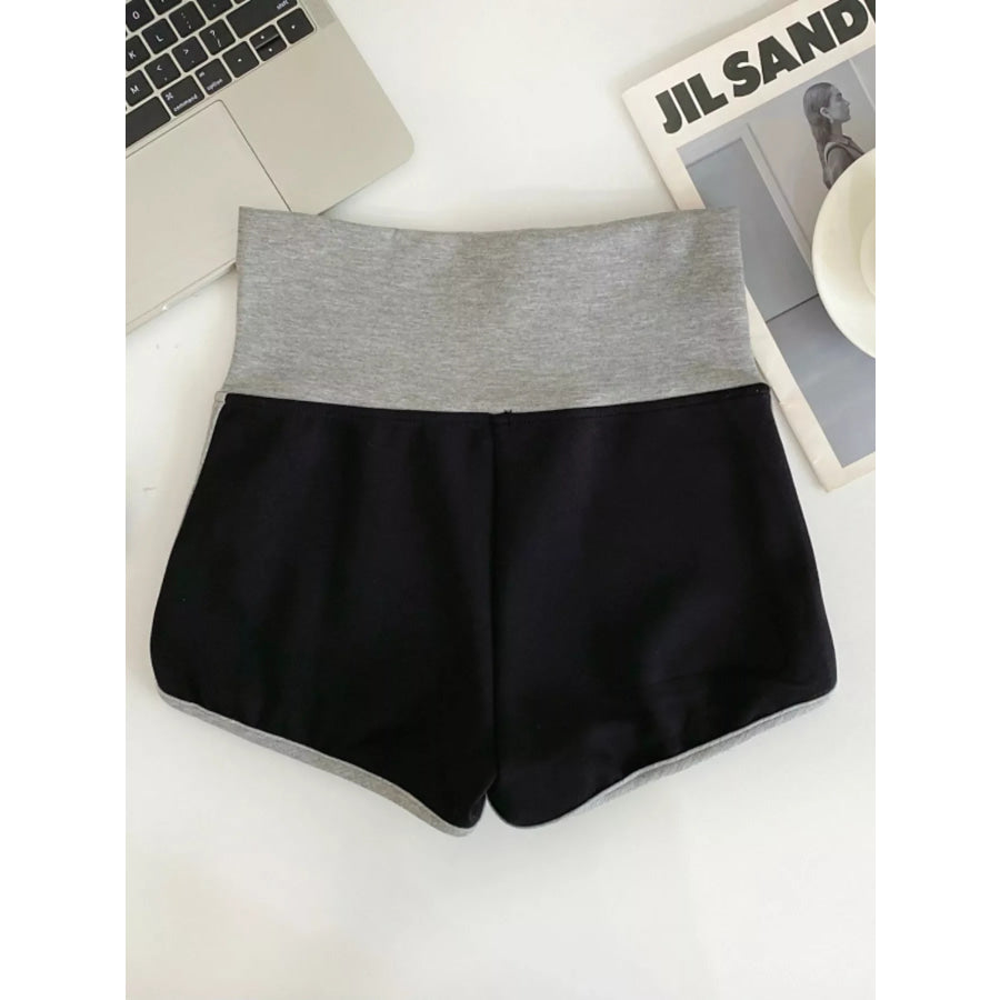 High Waist Contrast Trim Shorts Apparel and Accessories
