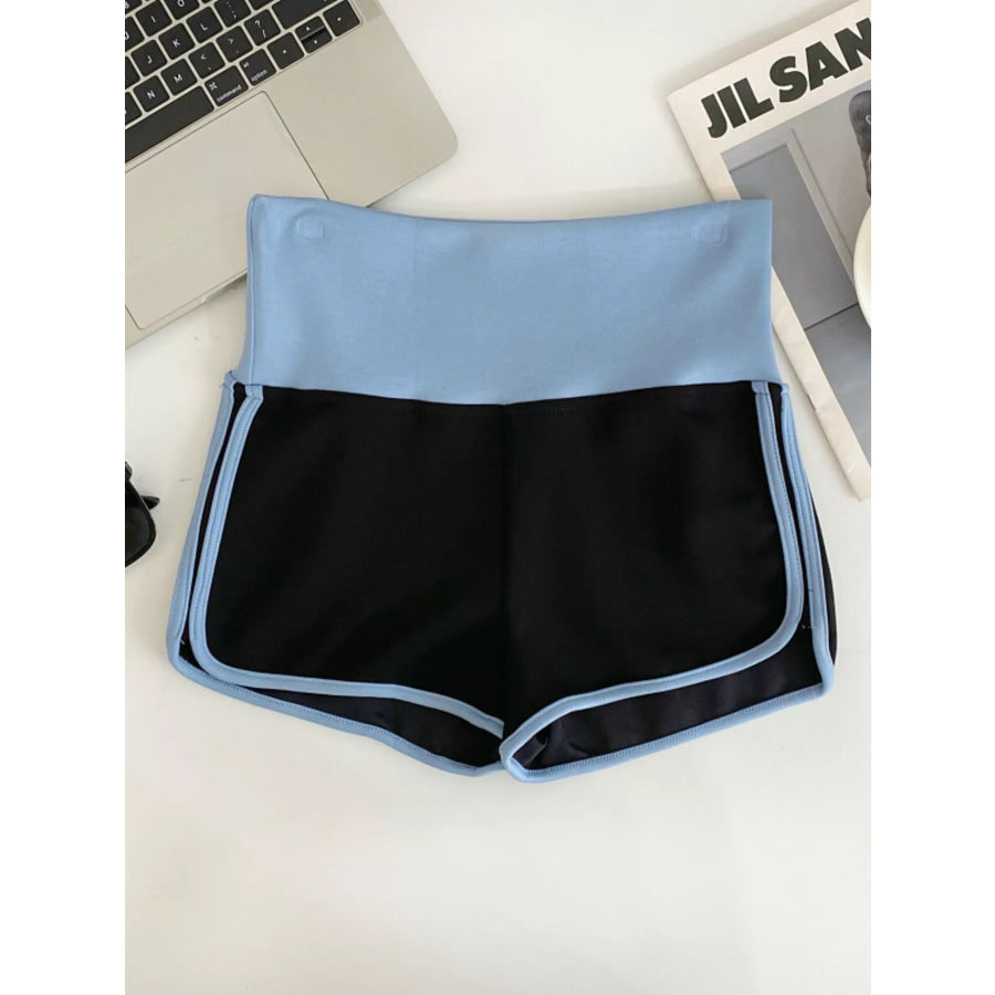 High Waist Contrast Trim Shorts Apparel and Accessories