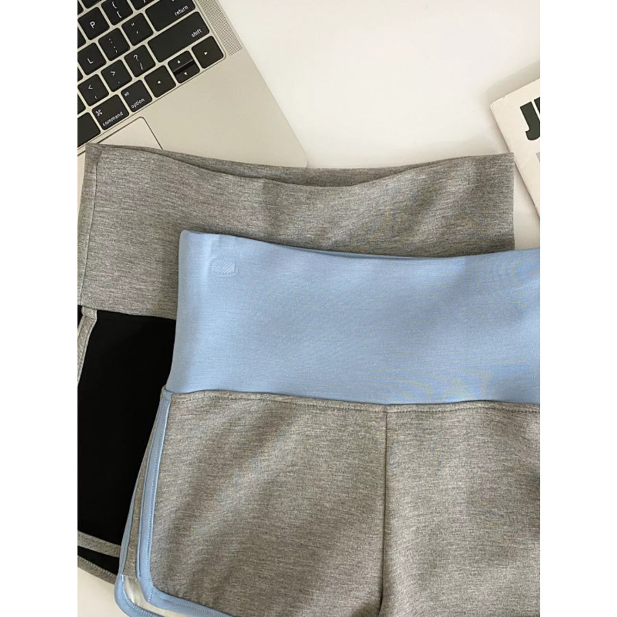 High Waist Contrast Trim Shorts Apparel and Accessories