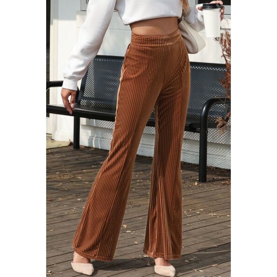 High Waist Corduroy Flare Pants Clothing